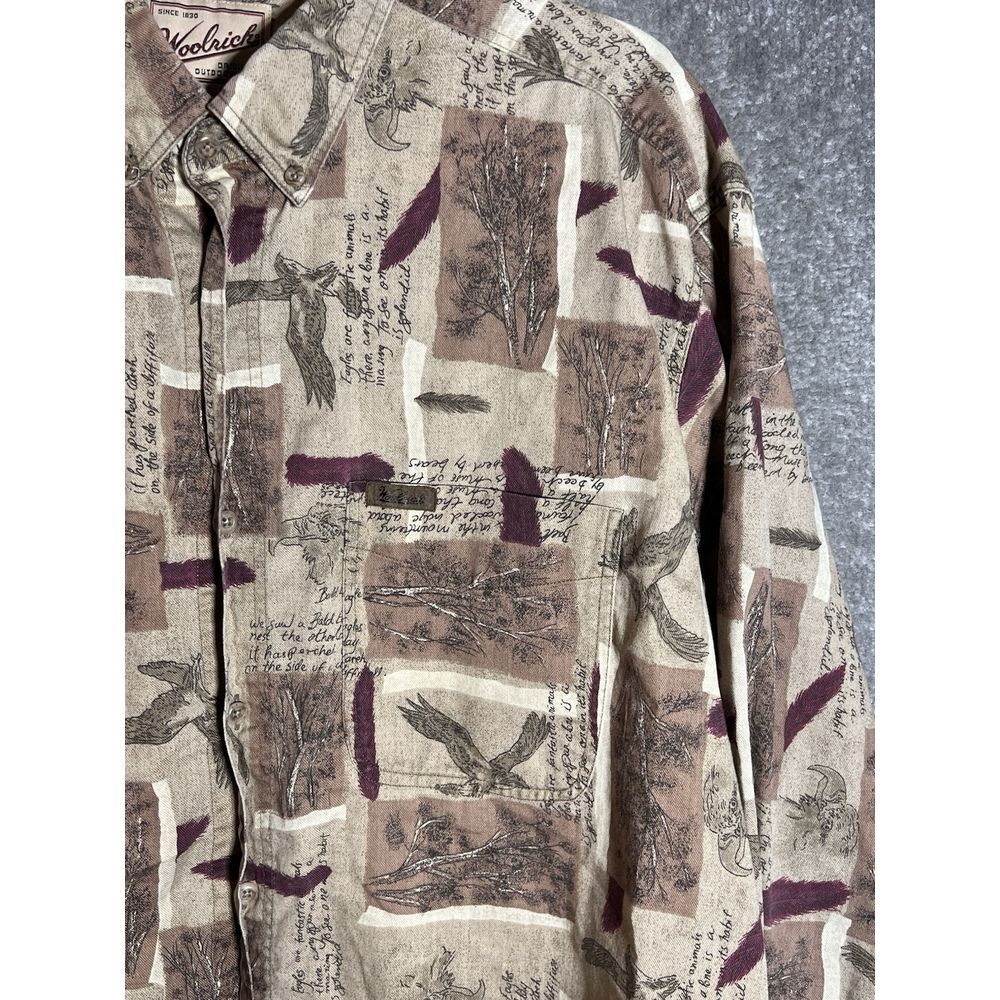 Woolrich BALD EAGLE Feather Shirt Mens Size Large Tan Long Sleeve‎ Button Down - Picture 5 of 7